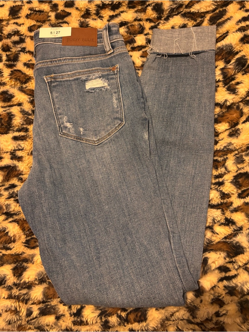 Judy Blue Medium Blue Distressed Skinny Jeans Size 5